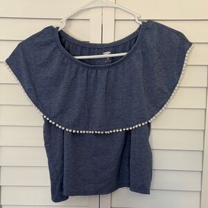 Old Navy Denim Blue Top with White Trim
